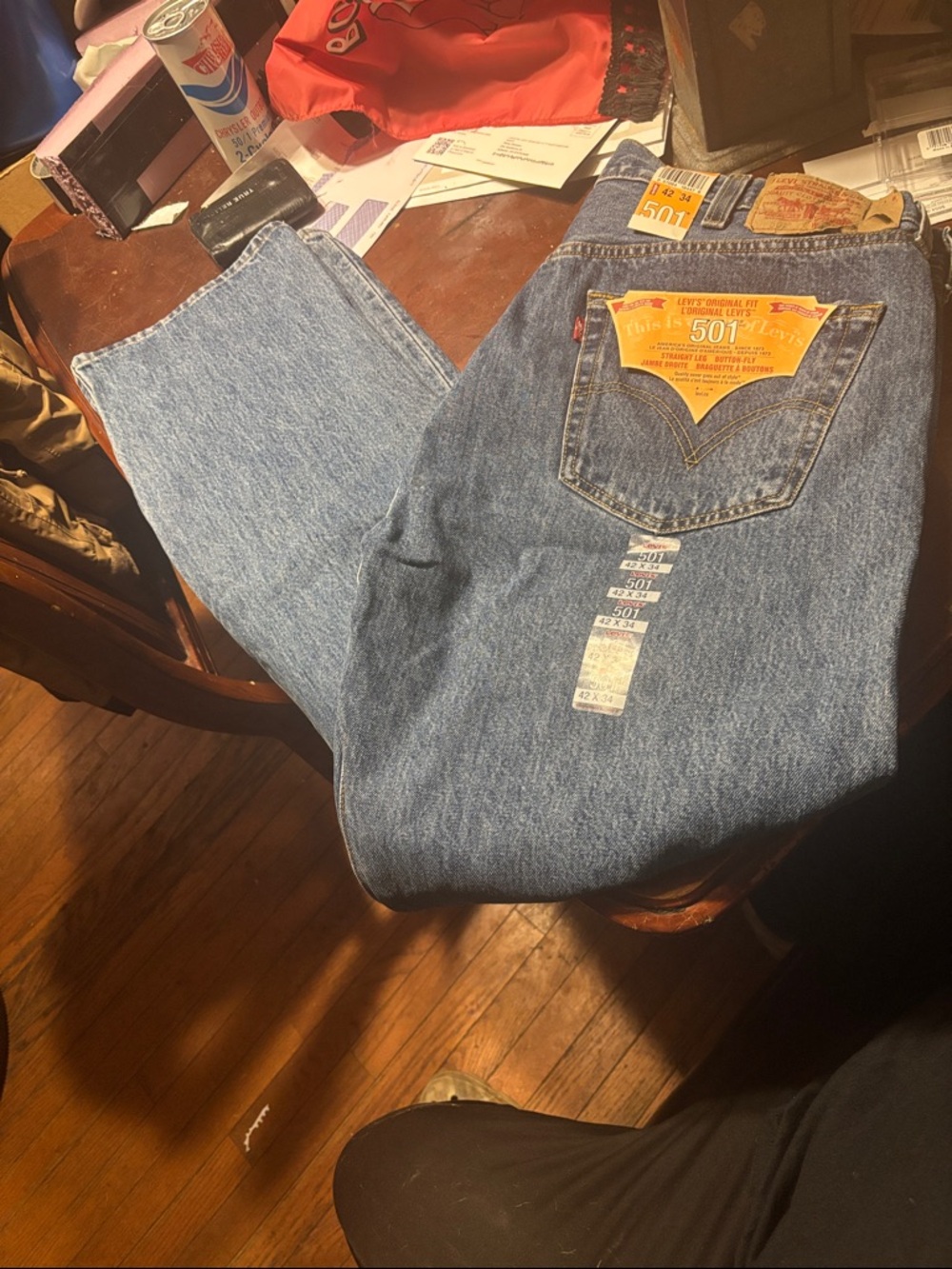 Vintage NOS Levi's 501 Straight Leg Jeans in size 42 W x34 L Blue Denim